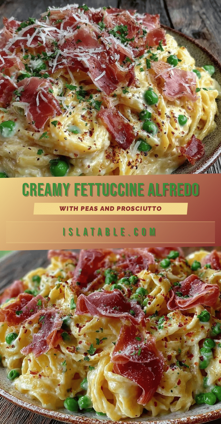 creamy fettuccine Alfredo with peas and prosciutto recipe