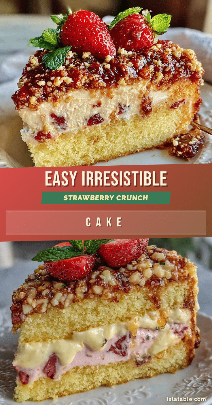easy strawberry crunch cake recipe