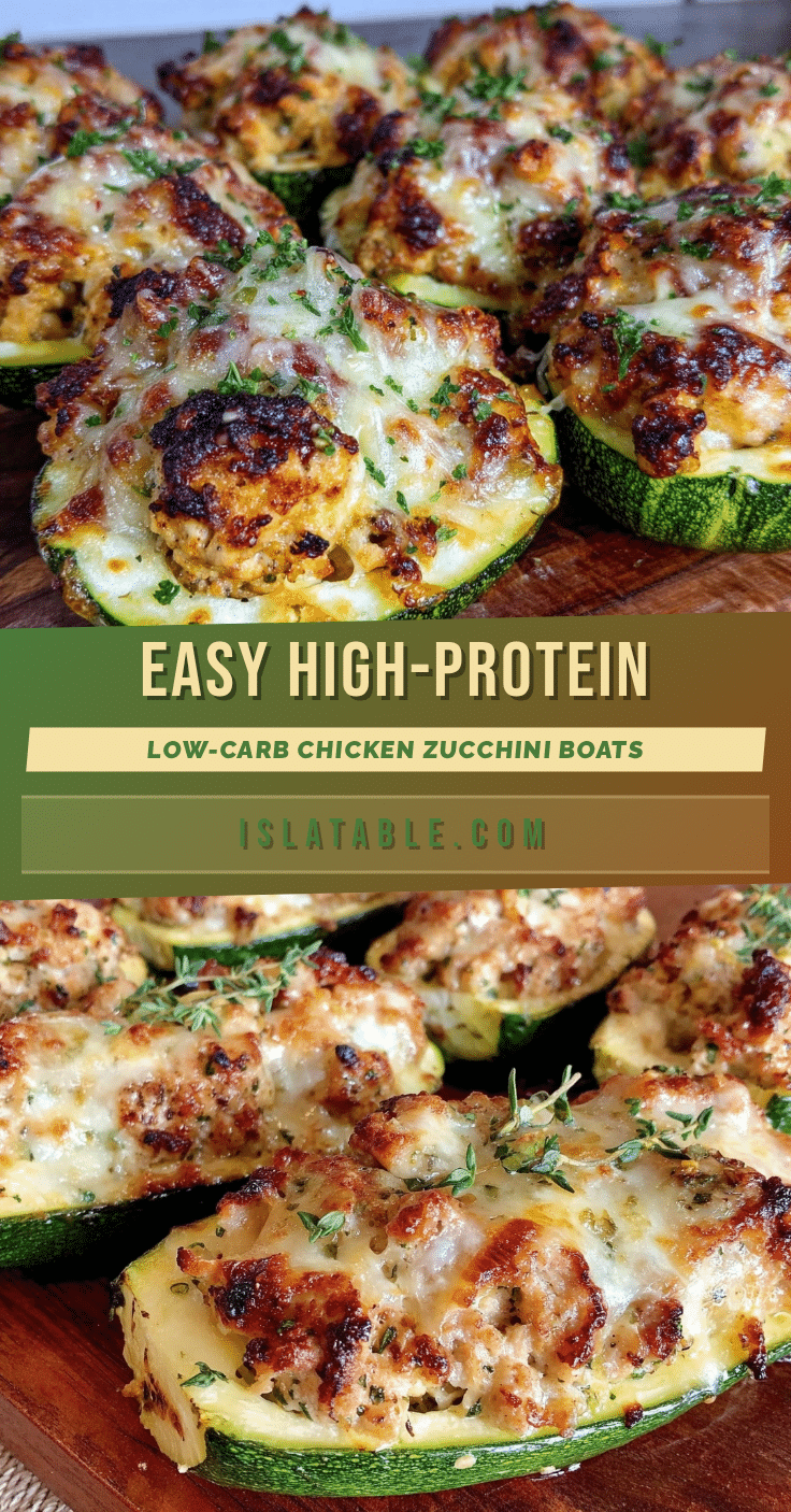 healthy high-protein low-carb chicken zucchini boats recipe