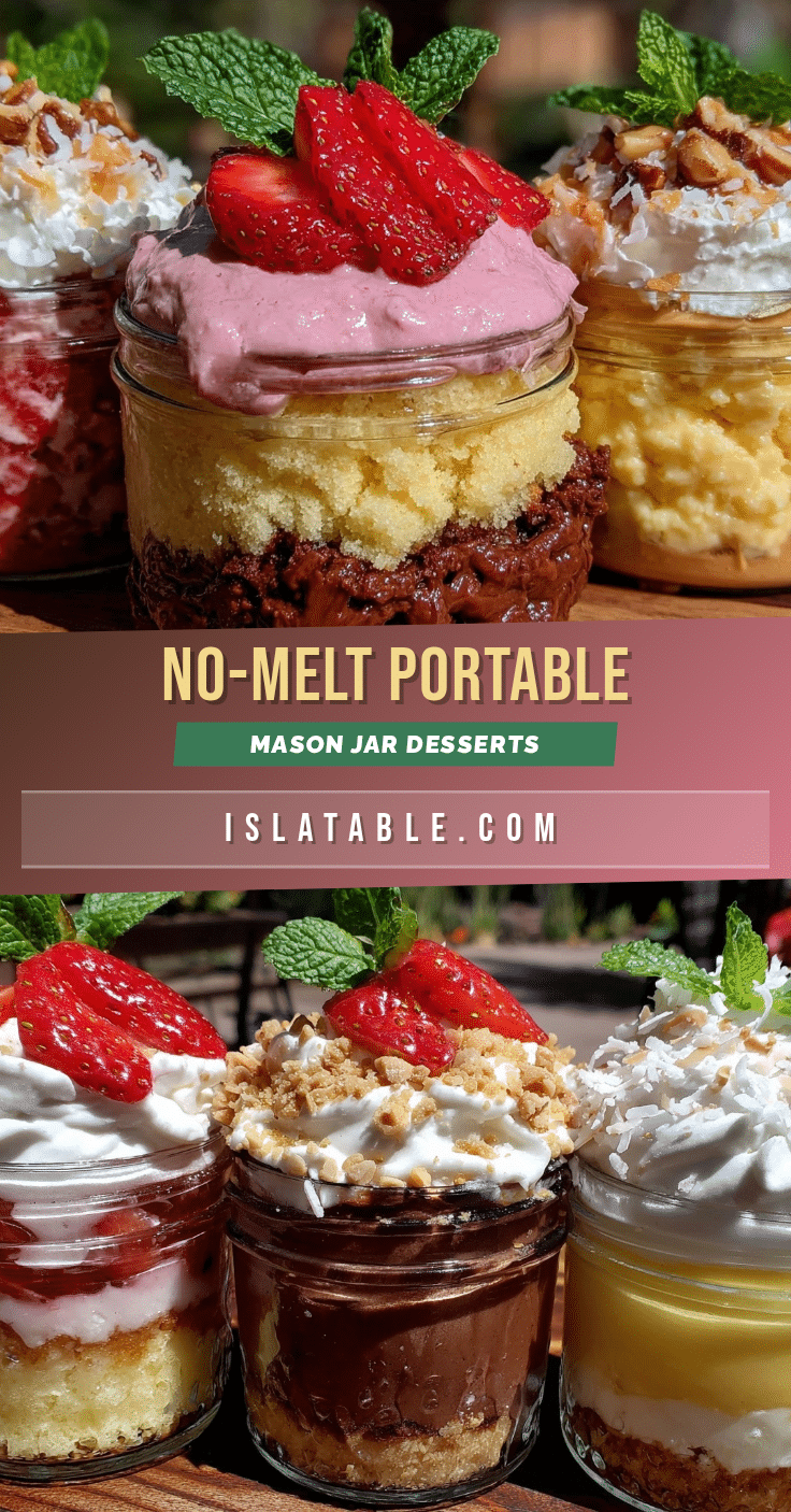 no-melt portable picnic desserts in Mason jars recipe
