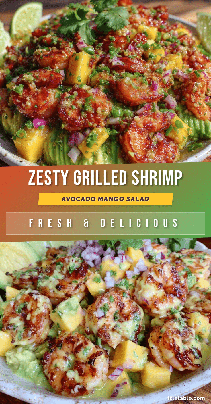 ensalada de aguacate con camarón asado y mango recipe