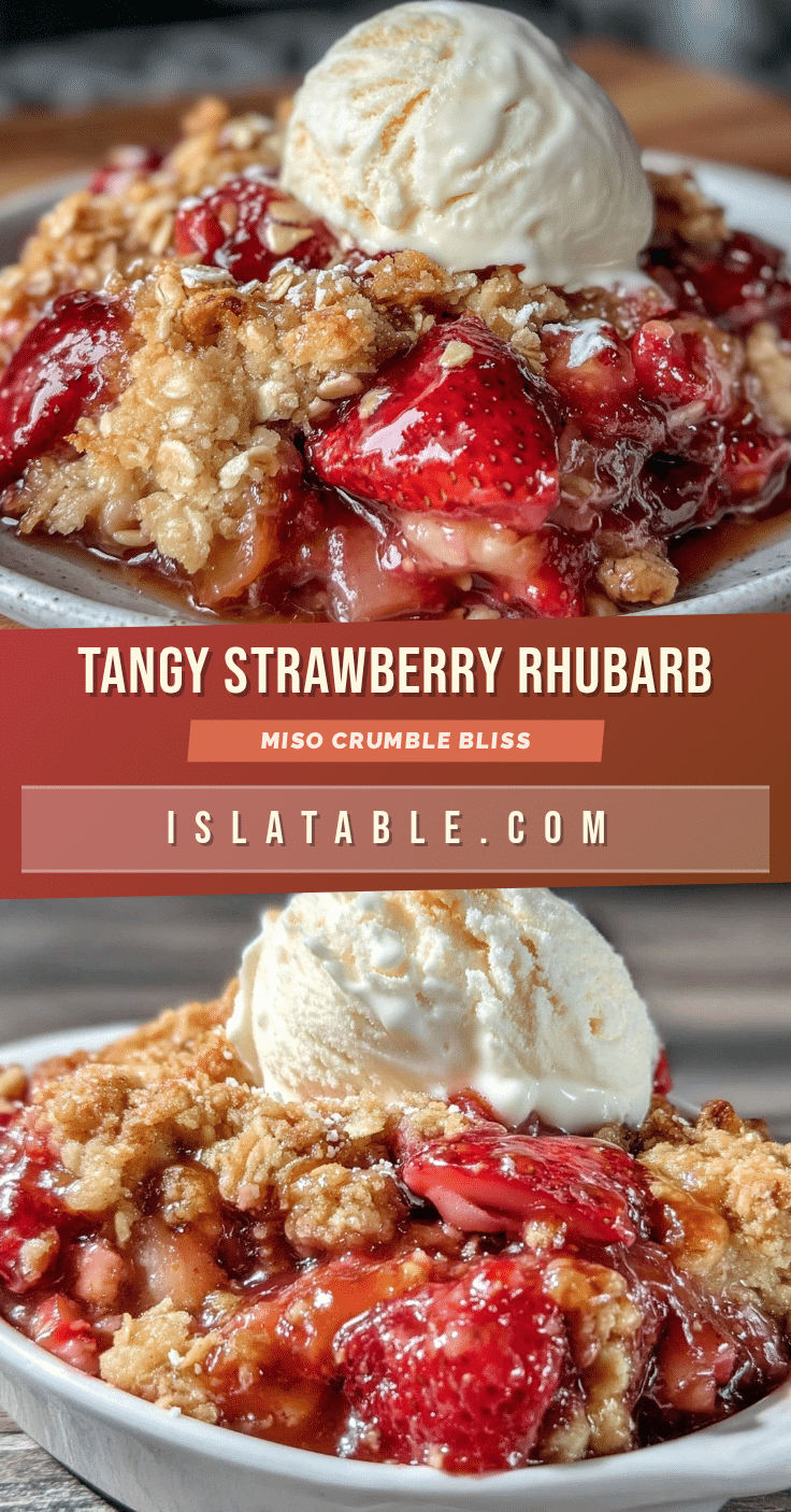 strawberry rhubarb miso crumble recipe