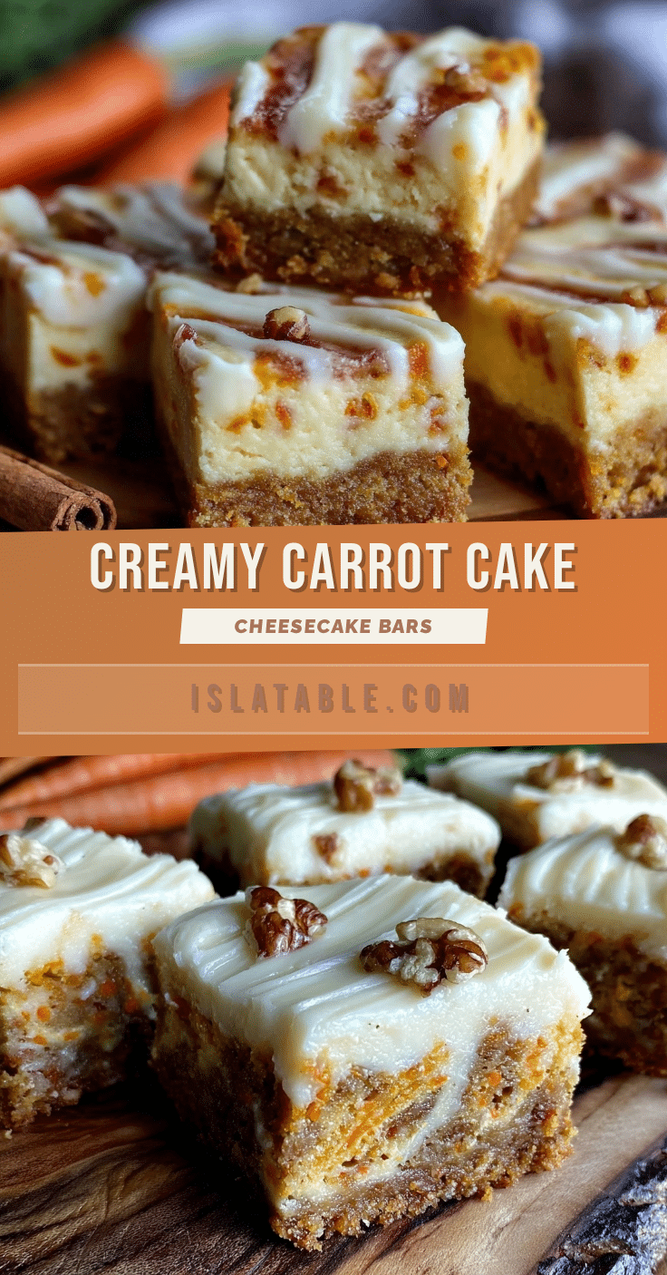creamy carrot cake cheesecake swirl bars recipe