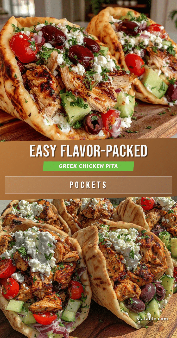 Greek chicken salad stuffed pita pockets recipe