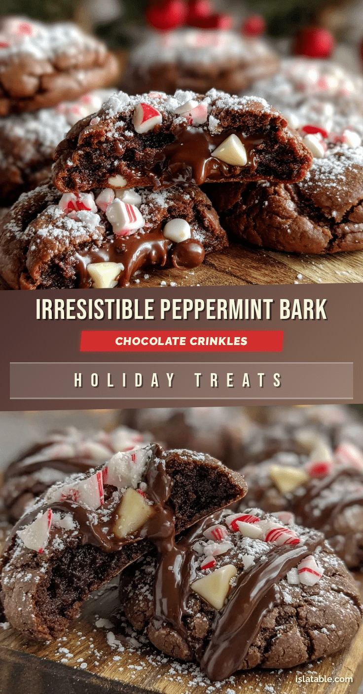 peppermint bark stuffed chocolate crinkle cookies recipe
