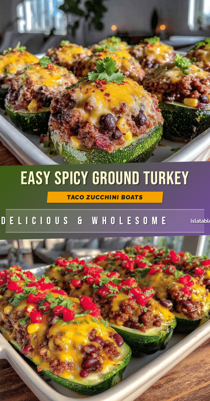 spicy ground turkey taco stuffed zucchini boats recipe