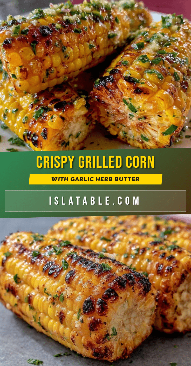 crispy grilled corn on the cob with garlic herb butter recipe