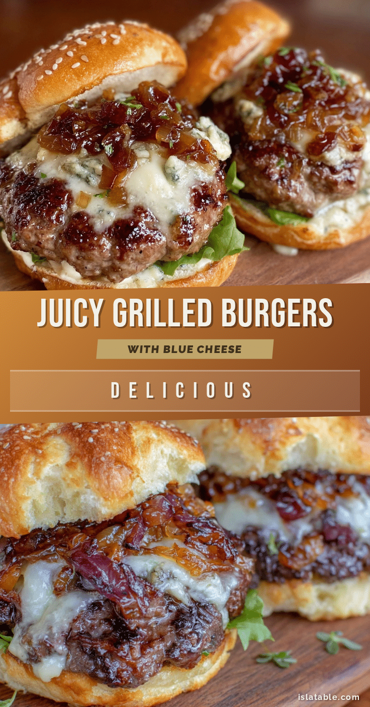 grilled burgers with caramelized onions and blue cheese recipe