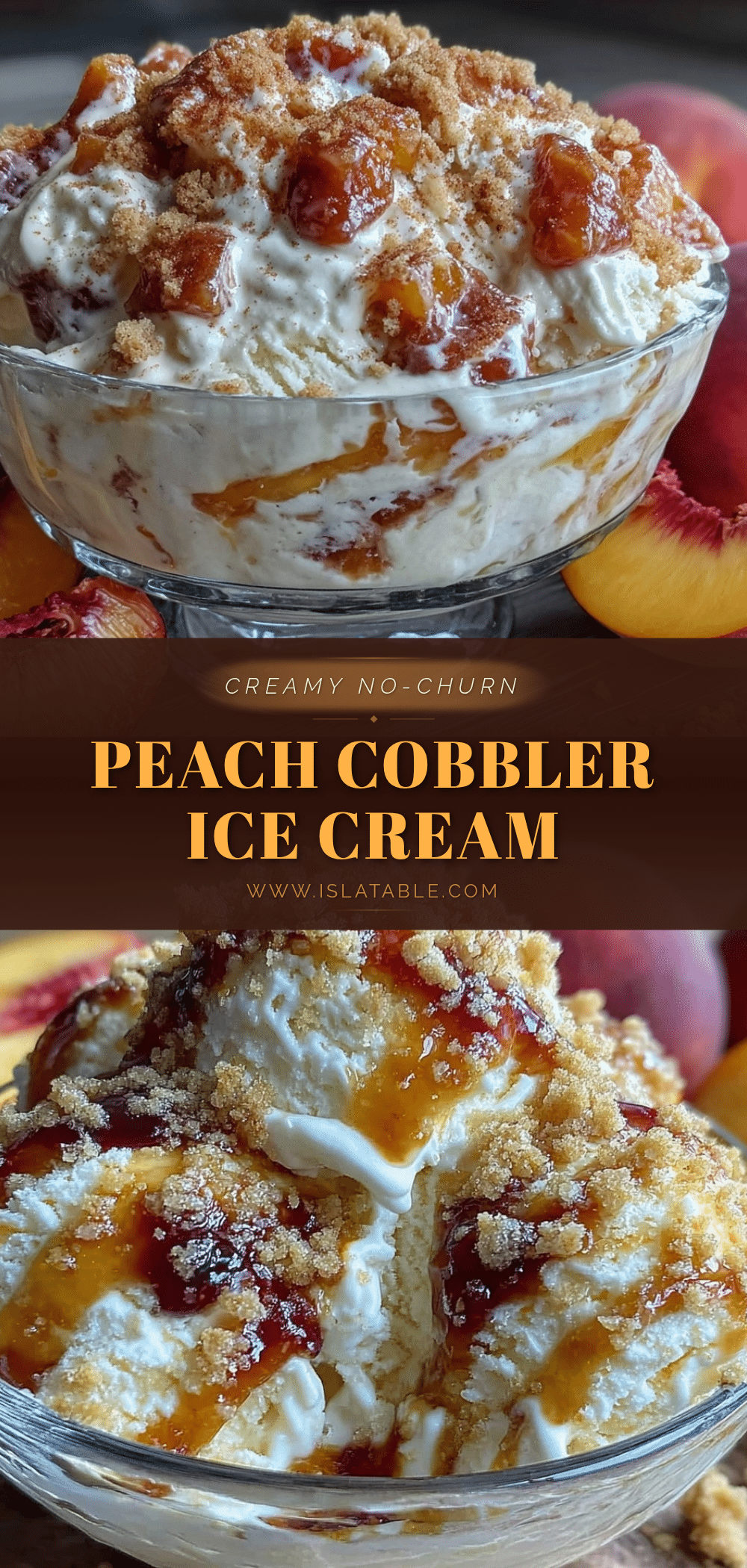 no-churn peach cobbler ice cream recipe
