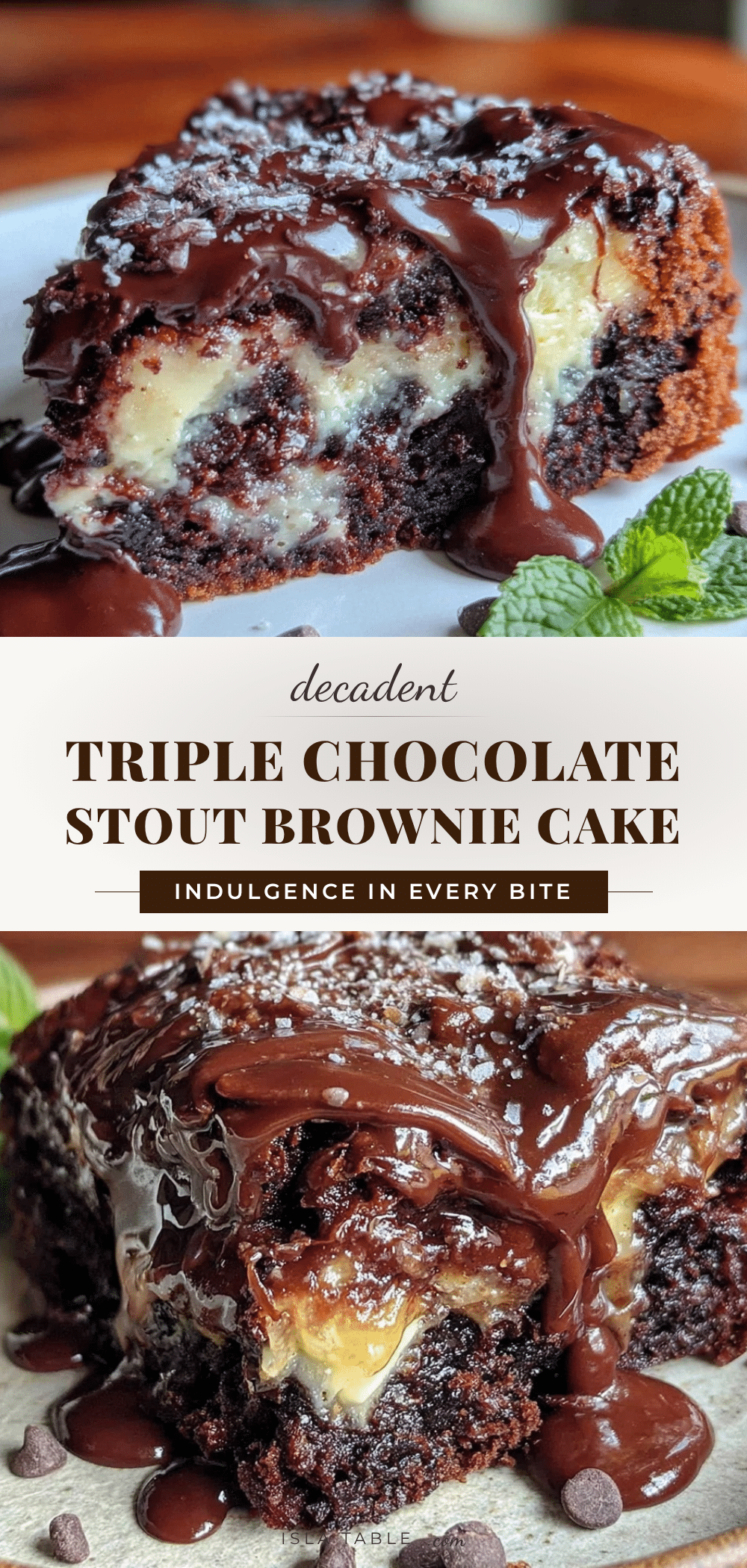 triple chocolate stout brownie cake recipe
