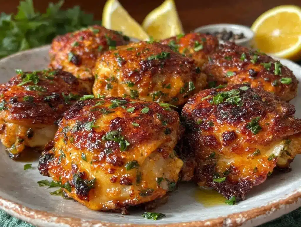 crispy parmesan crusted chicken thighs - featured image