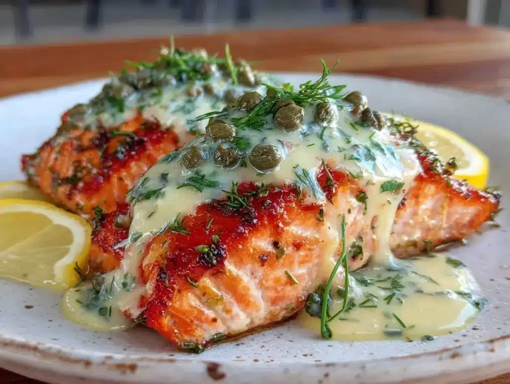 easy baked lemon dill salmon - featured image