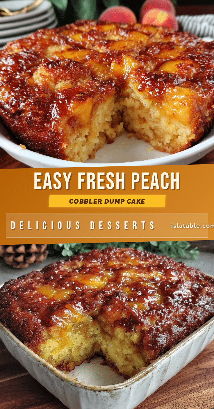 easy fresh peach cobbler dump cake recipe