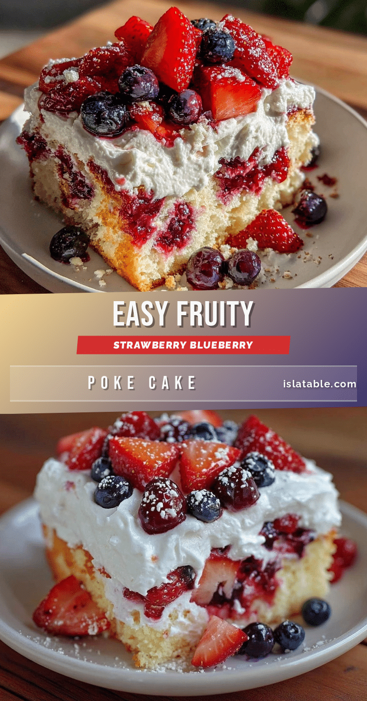 easy fruity strawberry blueberry poke cake recipe