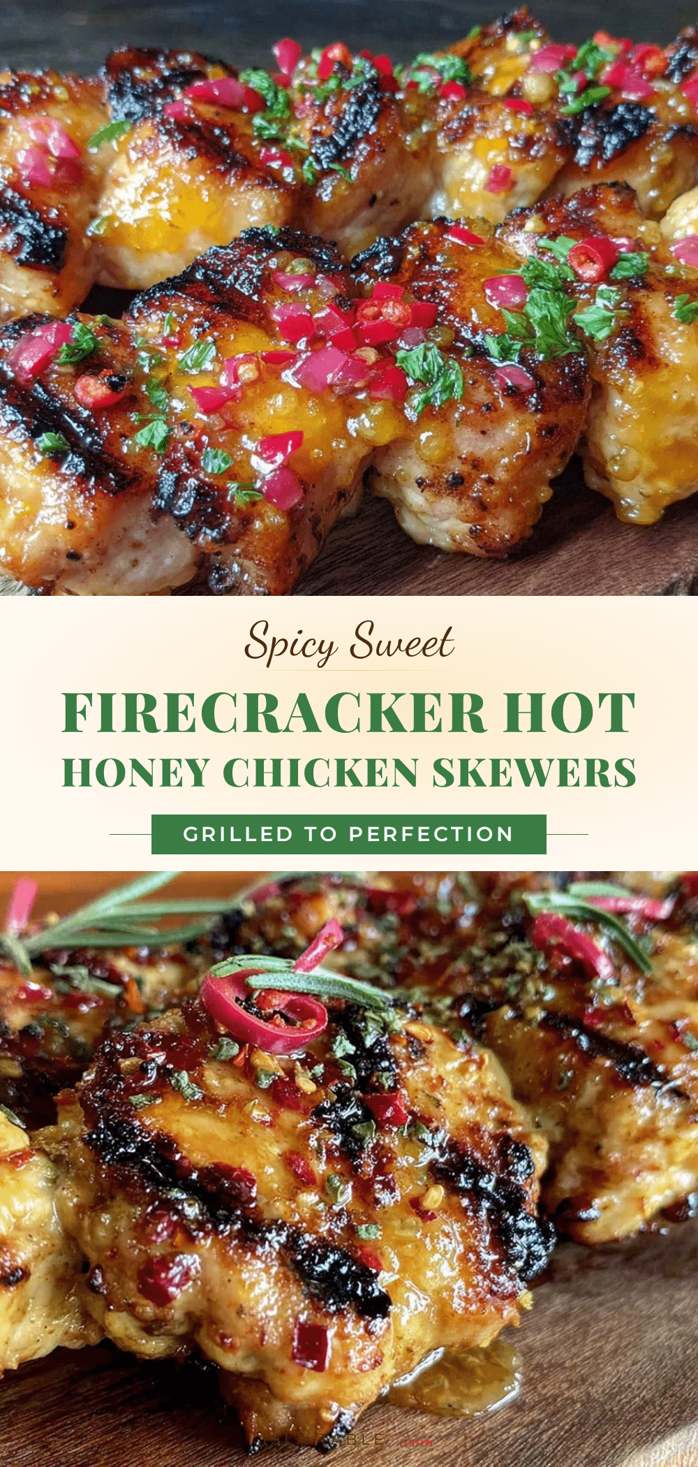 firecracker hot honey grilled chicken skewers recipe