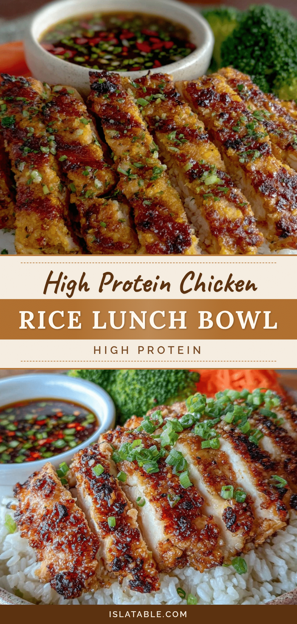 healthy high protein chicken rice lunch bowl recipe