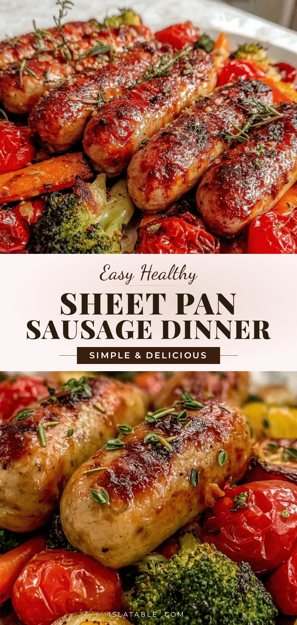 healthy sheet pan sausage and roasted vegetable dinner recipe