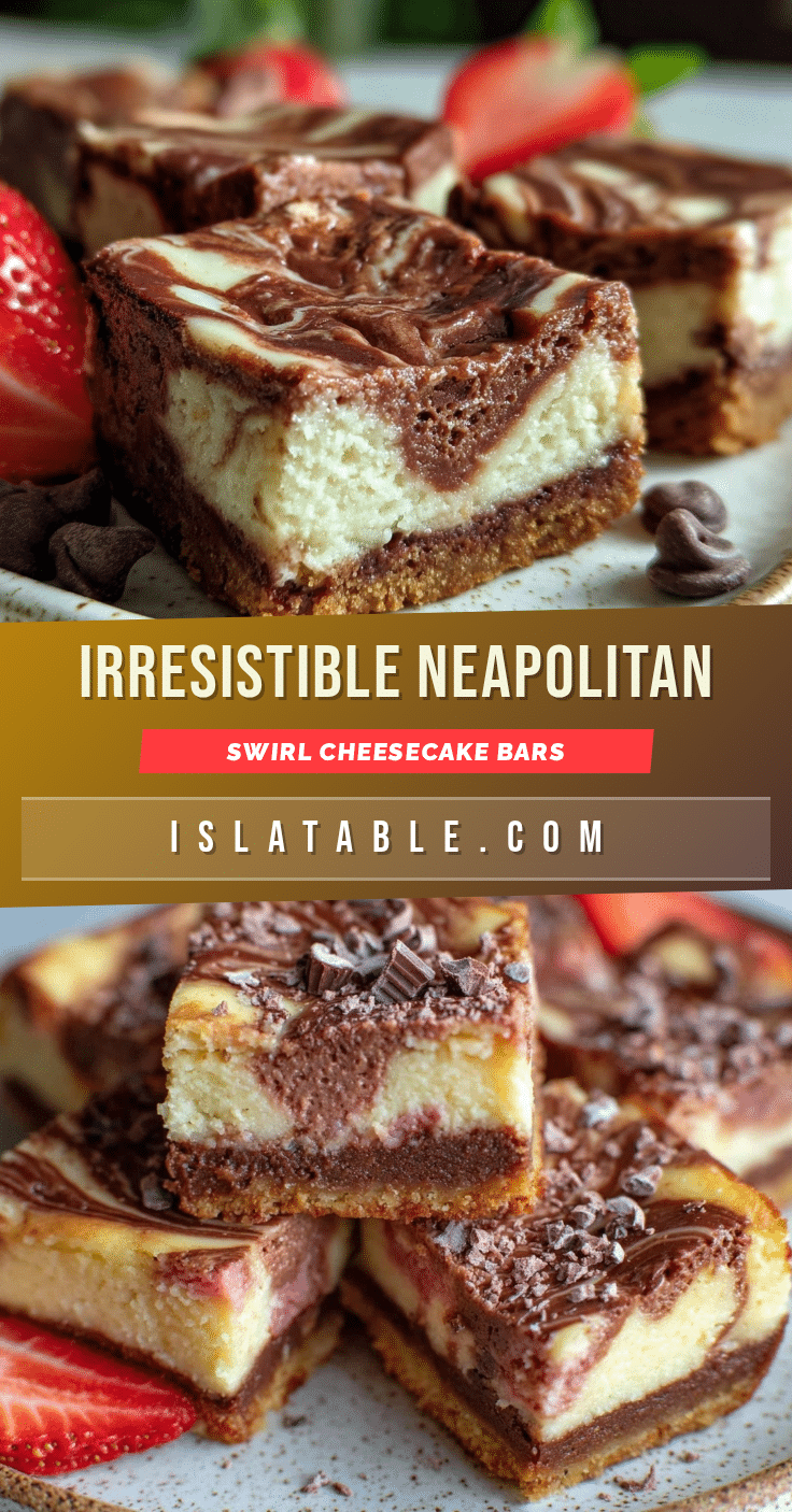 Neapolitan Swirl Cheesecake Bars recipe