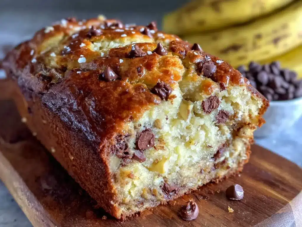 one-bowl chocolate chip banana bread - featured image