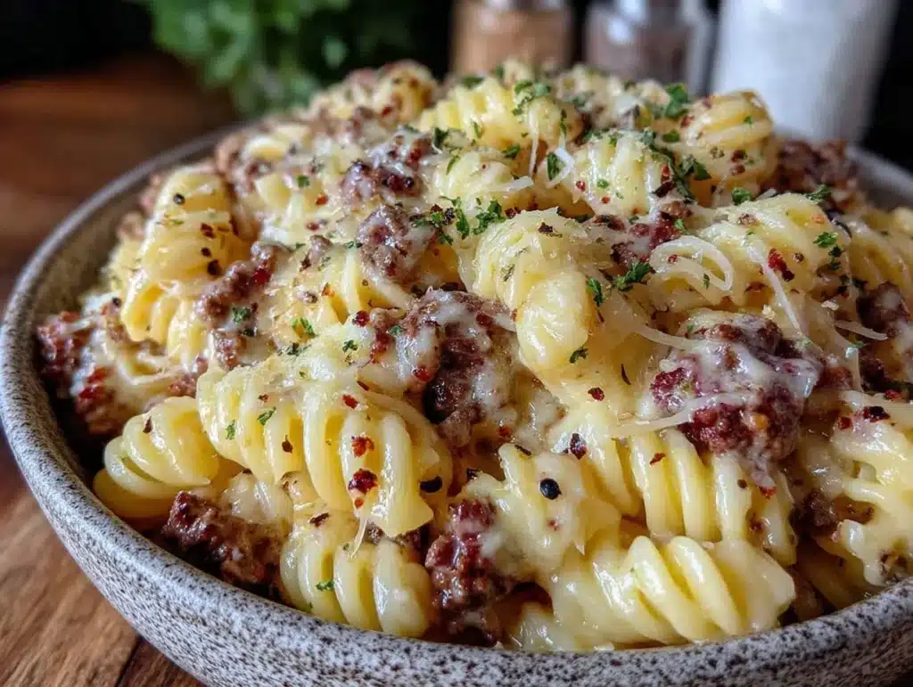 one-pot ground beef pasta - featured image