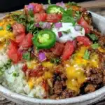 quick cheesy ground beef taco bowls - featured image