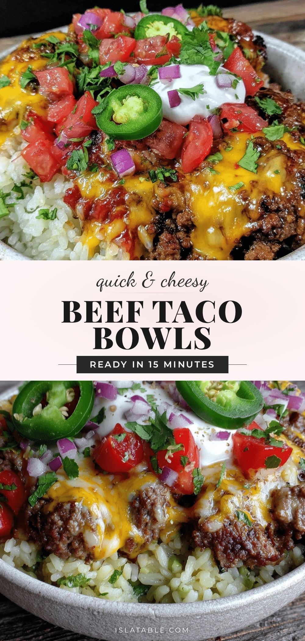 quick cheesy ground beef taco bowls recipe