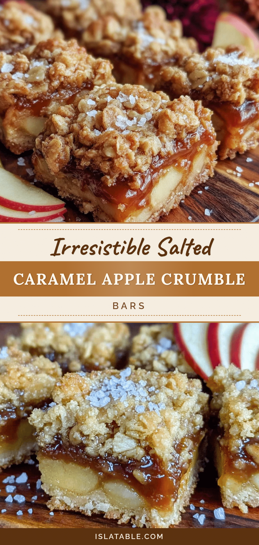 salted caramel apple crumble bars recipe