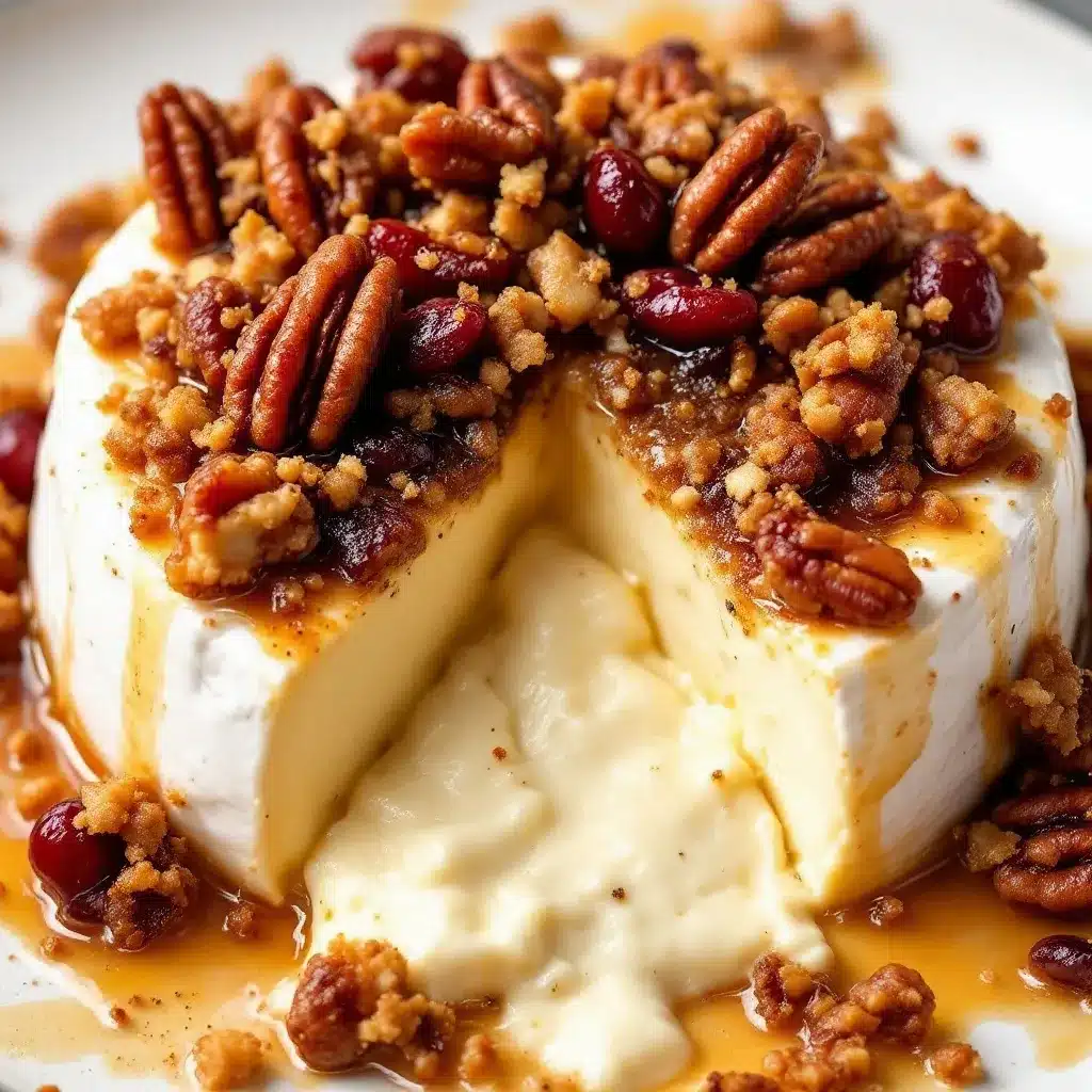 baked brie with cranberry pecan honey topping preparation steps