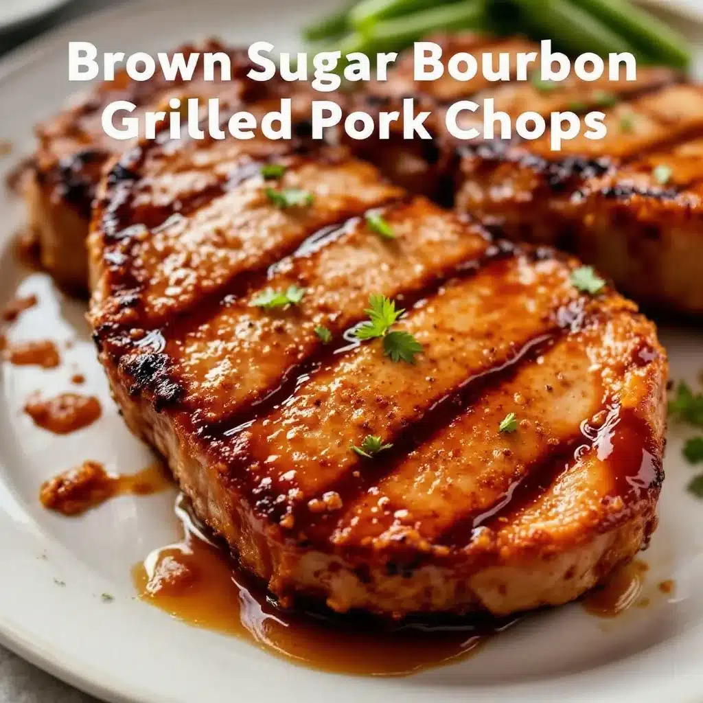 brown sugar bourbon glazed grilled pork chops - featured image