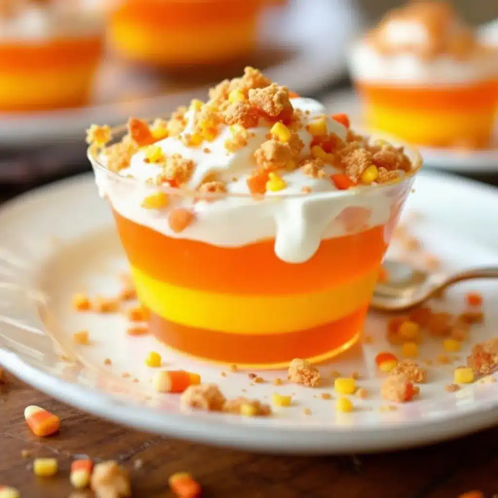candy corn layered jello cups preparation steps
