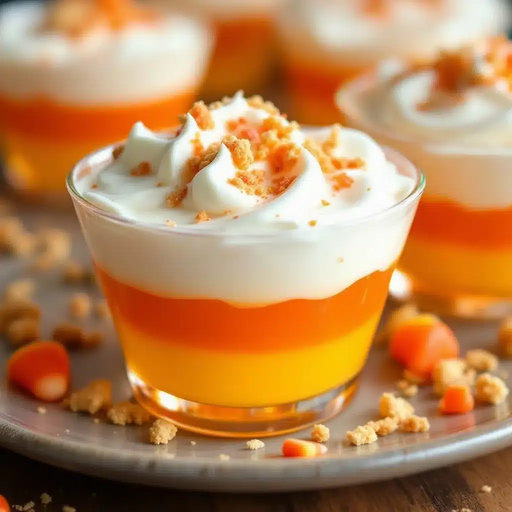 candy corn layered jello cups - featured image