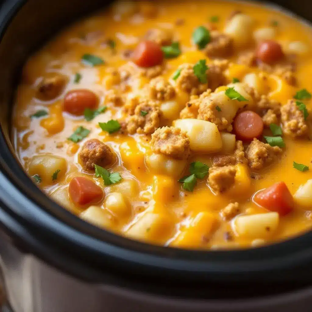 cheeseburger potato soup crockpot - featured image