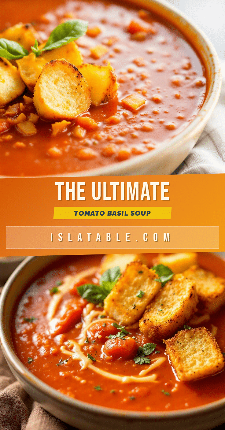 cozy fresh tomato basil soup with grilled cheese croutons recipe