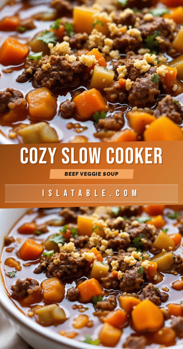 cozy slow cooker ground beef and vegetable soup recipe