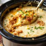 creamy crockpot loaded baked potato soup - featured image
