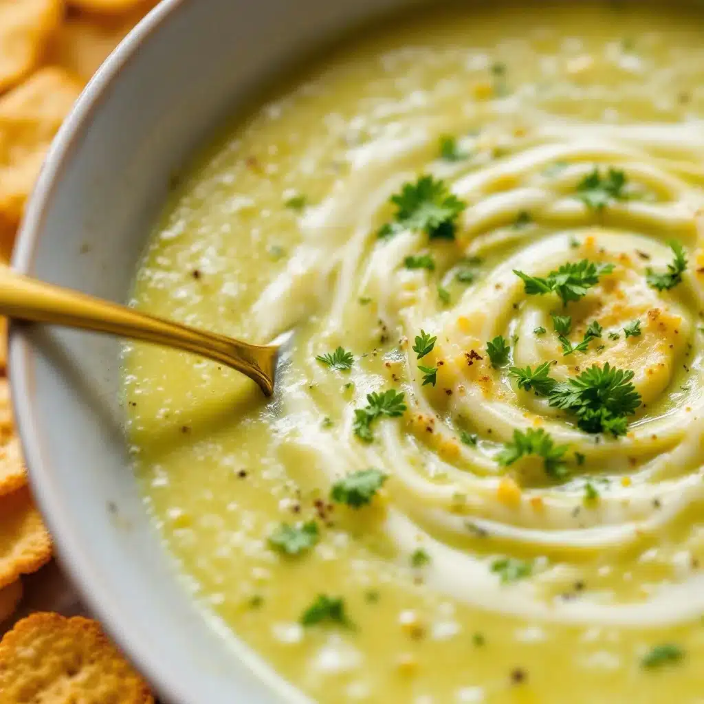 creamy garlic zucchini soup - featured image