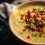 creamy potato soup with bacon - featured image
