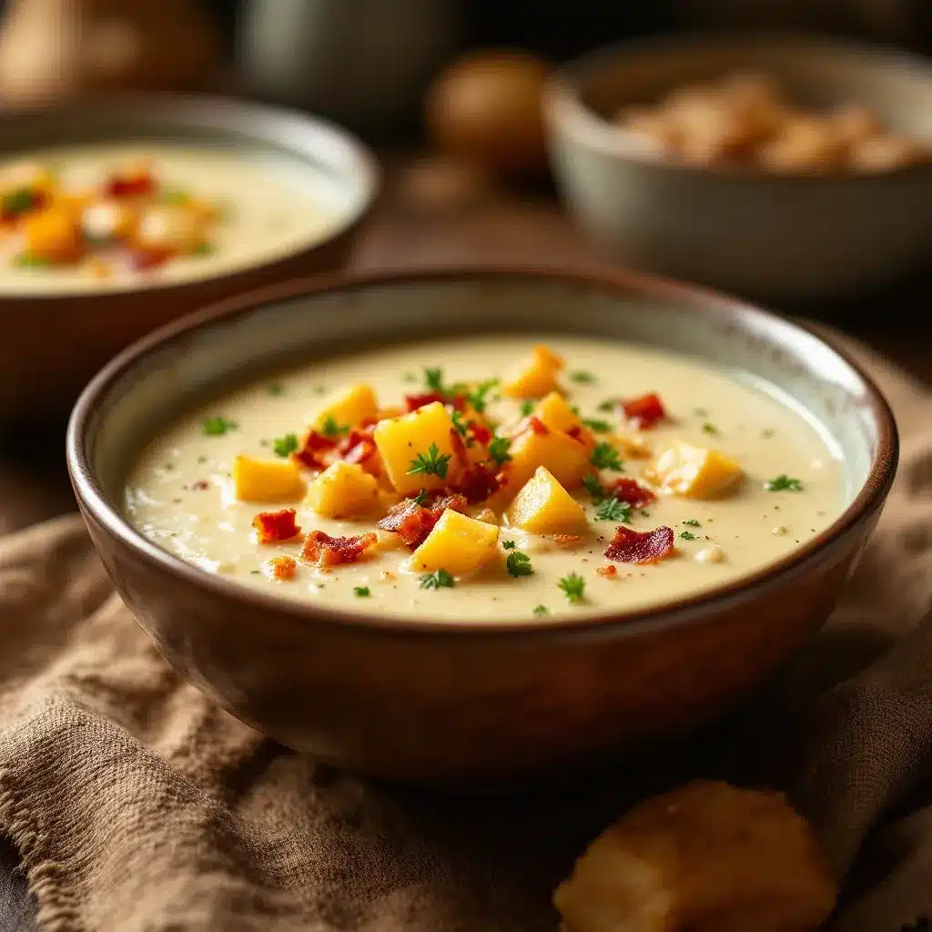 creamy potato soup with bacon preparation steps