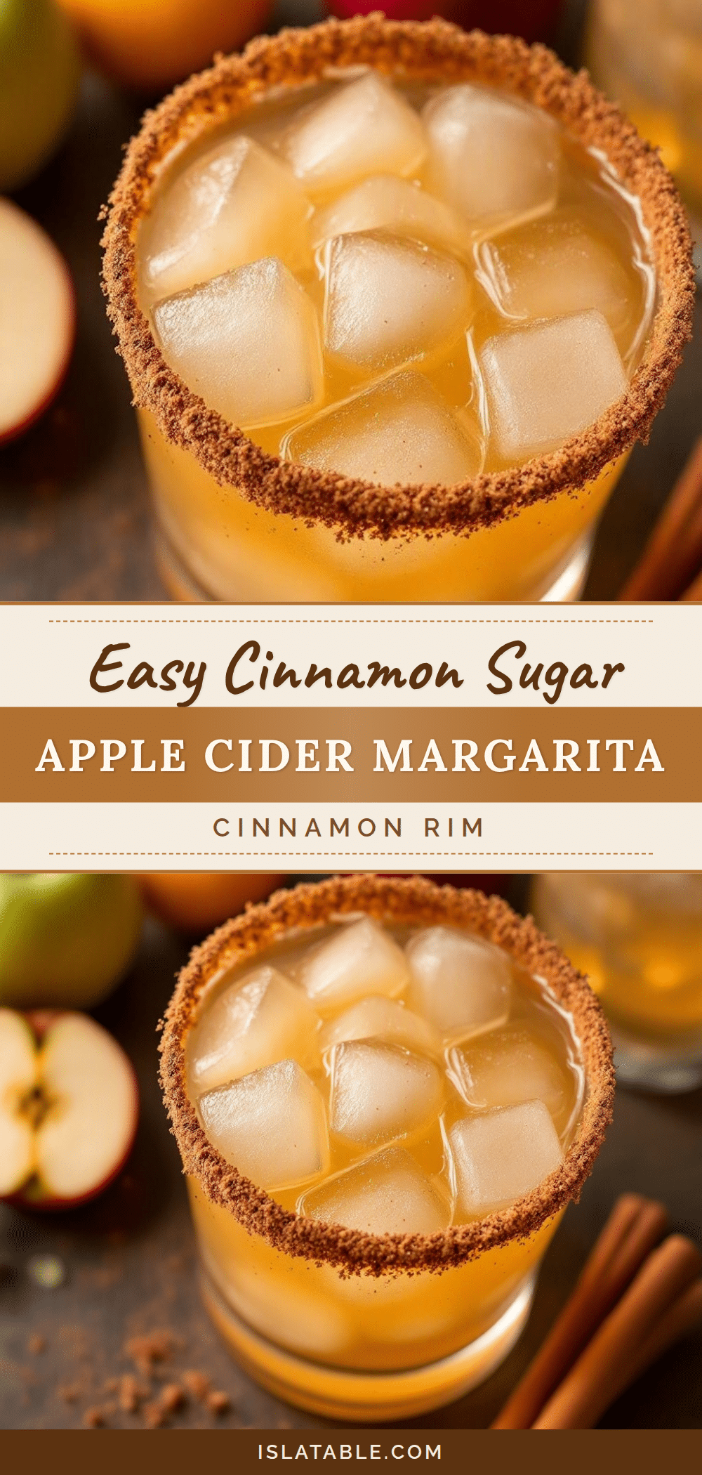 Easy Apple Cider Margarita with Cinnamon Sugar Rim recipe