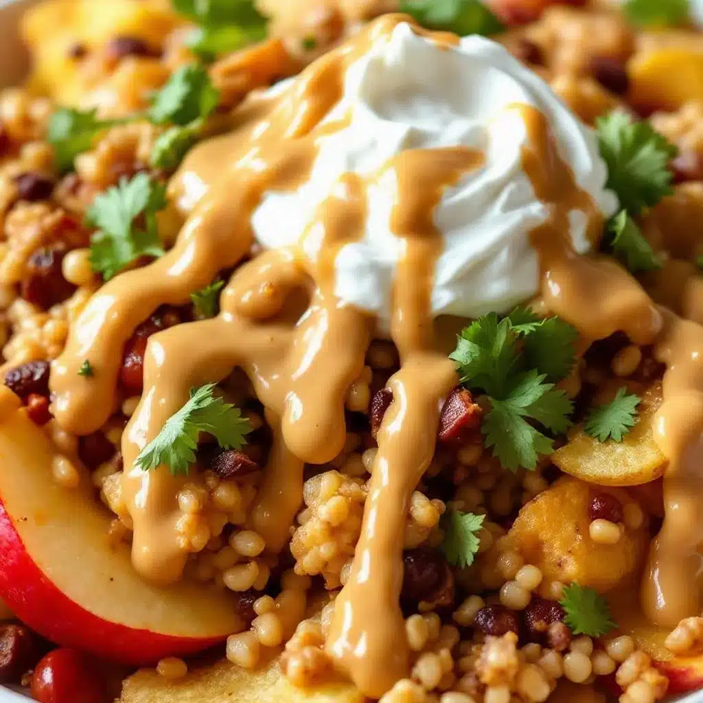 easy apple nachos with peanut butter drizzle - featured image