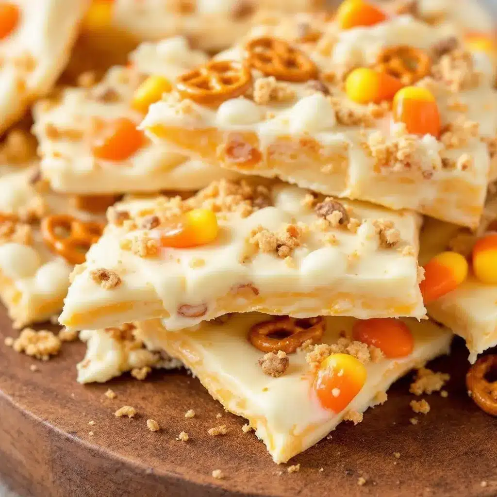 easy candy corn bark with white chocolate preparation steps