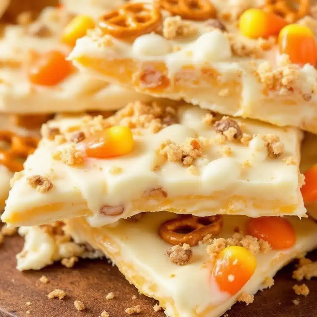 easy candy corn bark with white chocolate - featured image