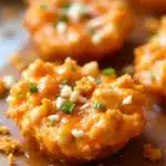 football-shaped buffalo chicken dip bites - featured image
