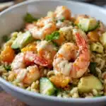 garlic butter shrimp with lemon orzo - featured image