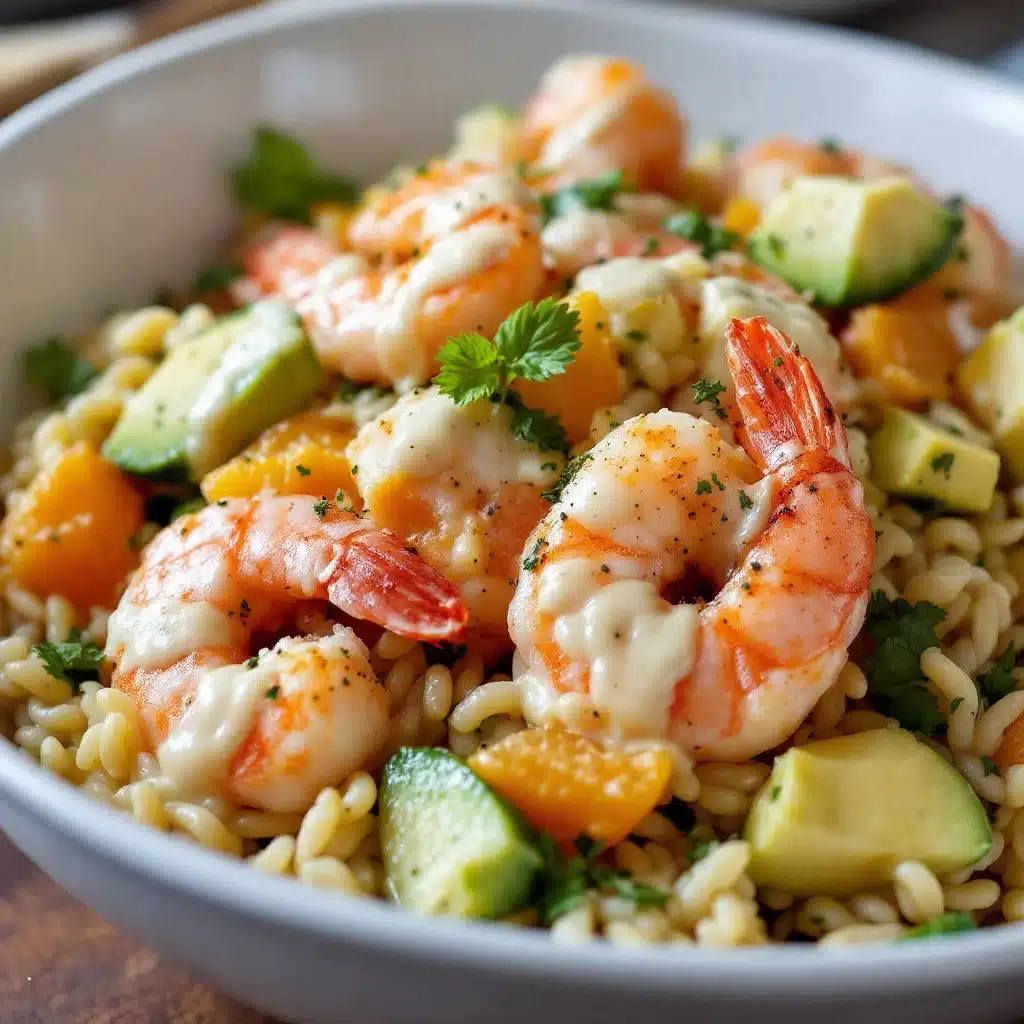 garlic butter shrimp with lemon orzo - featured image