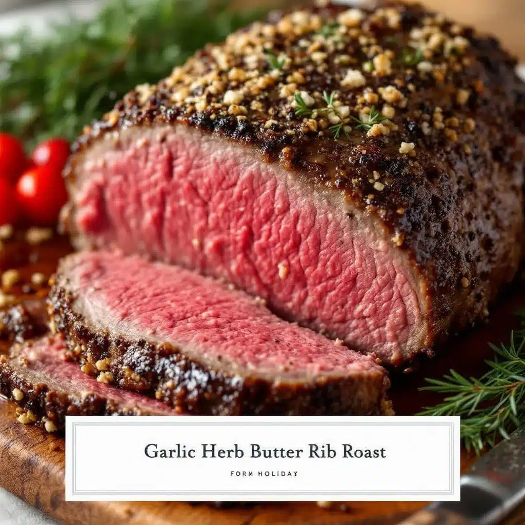 garlic herb butter prime rib roast - featured image