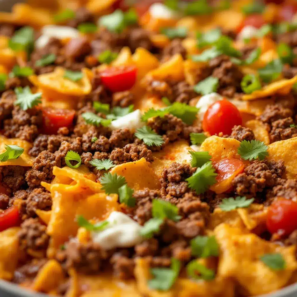 loaded nacho bar with ground beef preparation steps