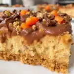 no-bake reeses peanut butter poke cake - featured image