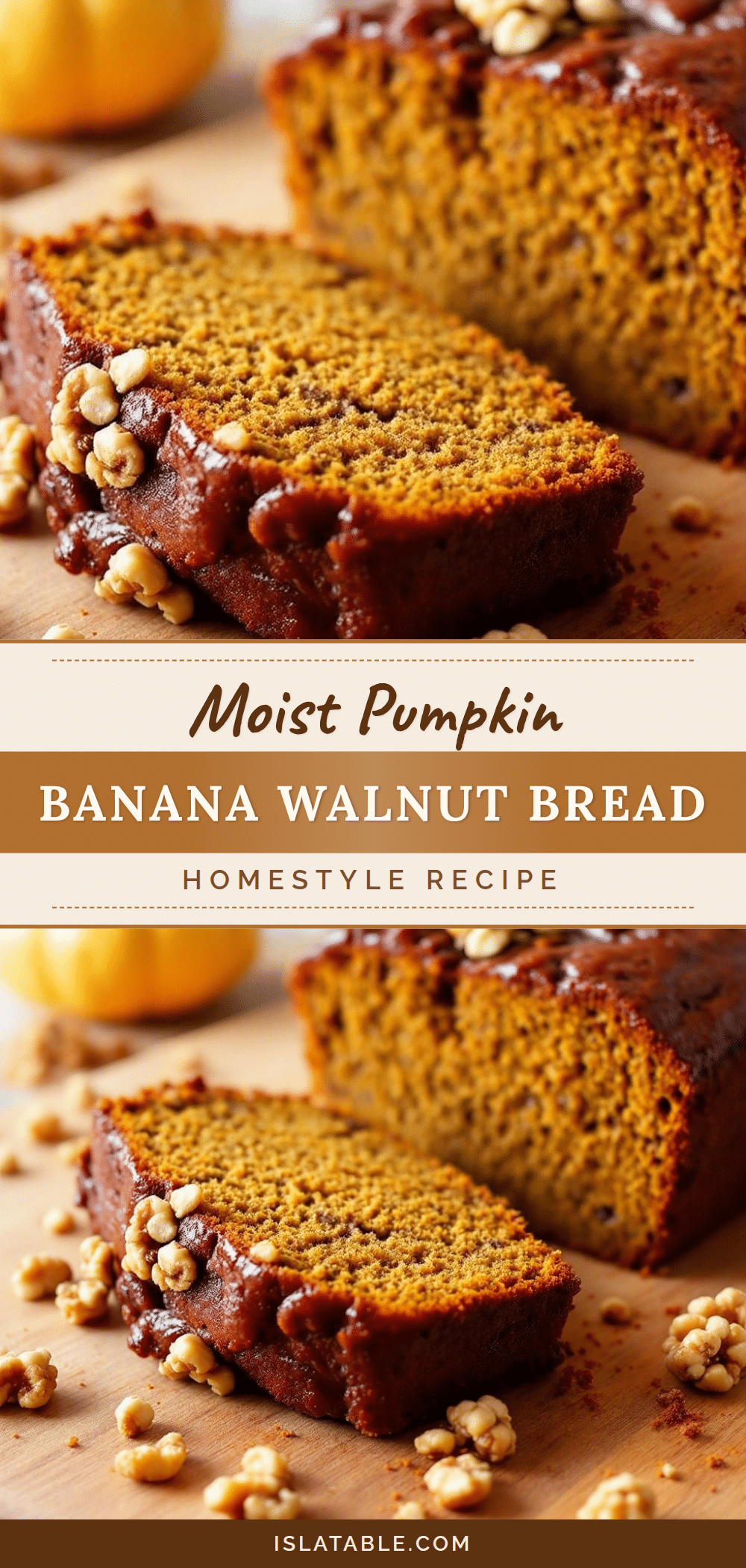pumpkin banana walnut bread recipe