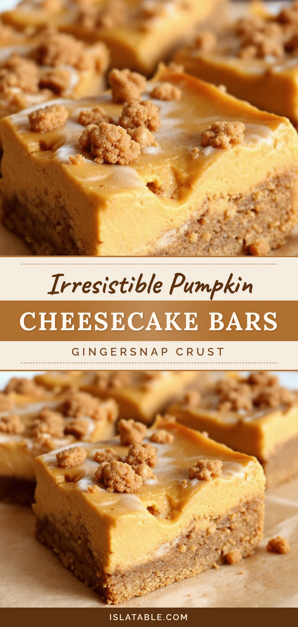 pumpkin cheesecake bars with gingersnap crust recipe